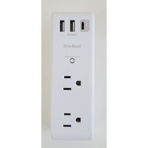 One Beat Surge Protector Power Strip 6 AC Outlets 3 USB Ports Compact Design
